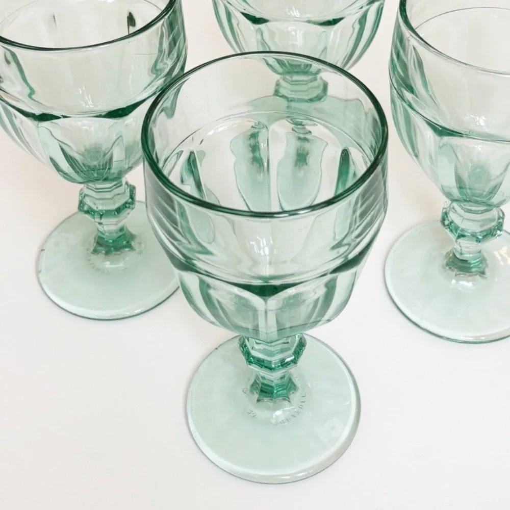 Set of 4 Libbey DuraTuff Gibraltar Goblets in Spanish Green